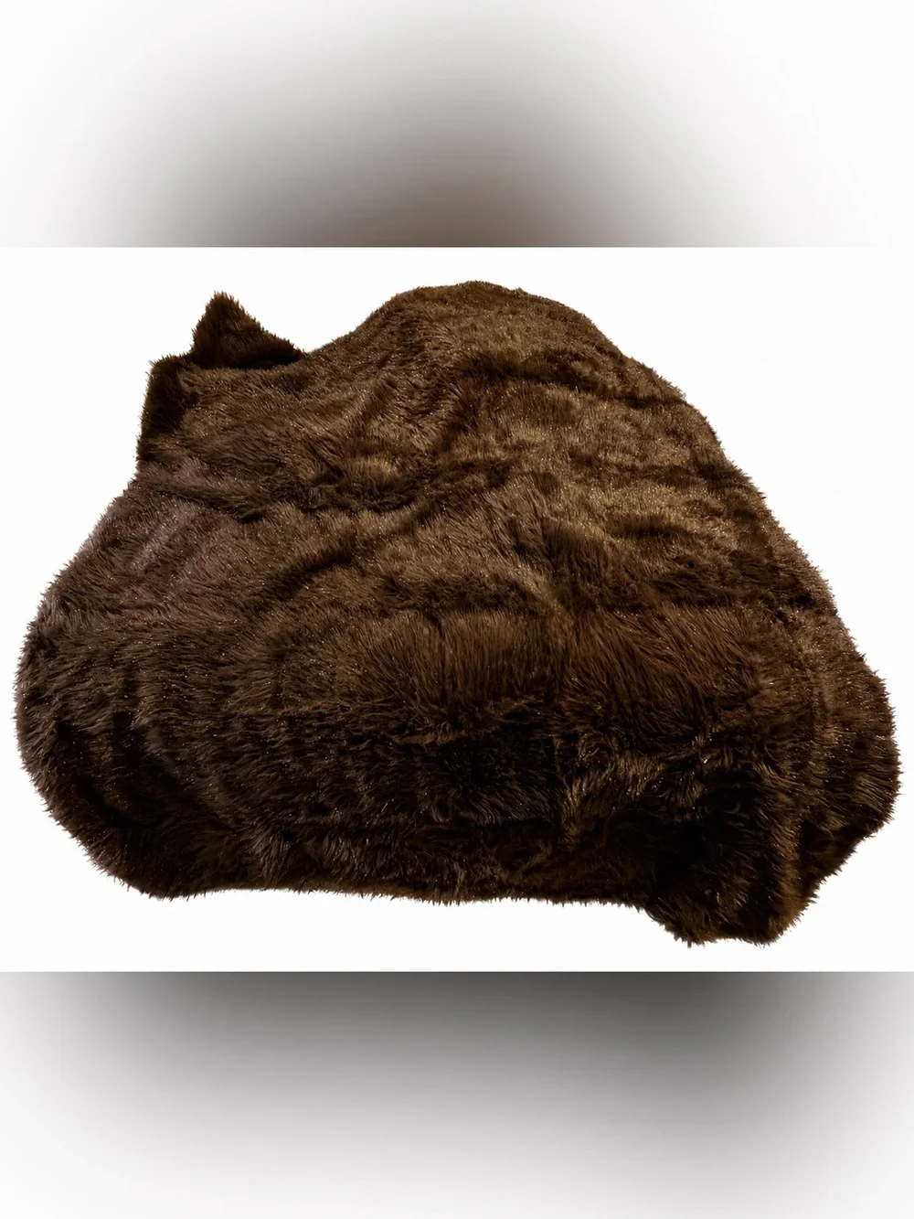 Plush Faux Fur Throw Blanket - Rich Chocolate Brown with Shimmer Strands 60”x80”